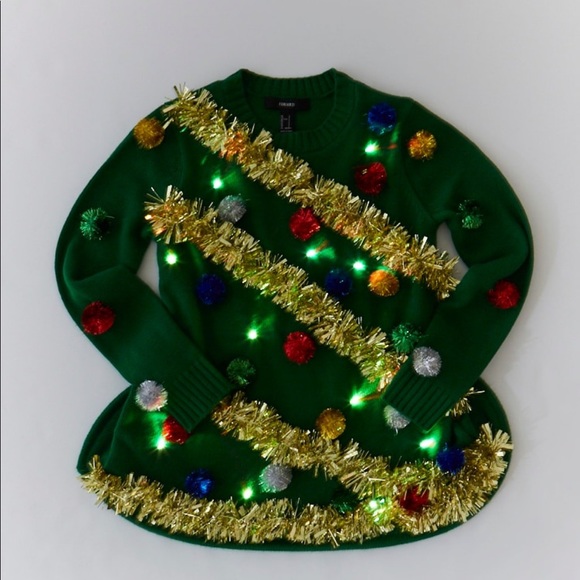 Christmas tree sweater dress sz S. See note about lights - Picture 5 of 5